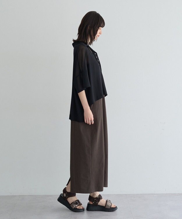YECCA VECCA 【2点SET】シアーポロシャツ×キャミワンピース Black
