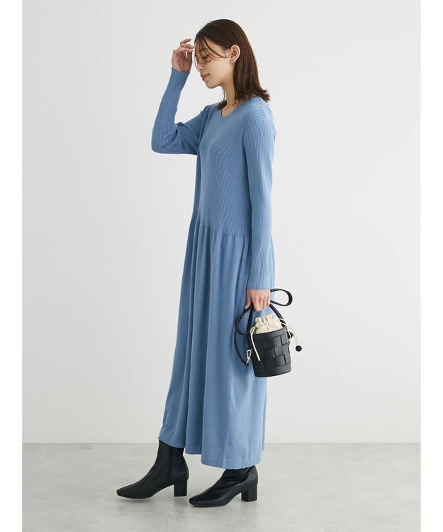 Green Parks ・Ｐｅｔｉｔ　Ｆｌｅｕｒ　フレアニットワンピース Blue