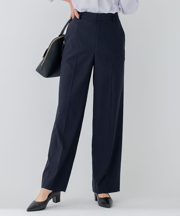23区 【セットアップ対応/洗える】アイアスマットストレッチ セミワイド パンツ ネイビー系