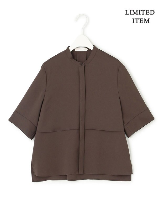 ICB L 【WEB限定・接触冷感・UVケア・吸水速乾・防シワ・洗える】 ドレープツイル クロップドシャツ チョコレート系