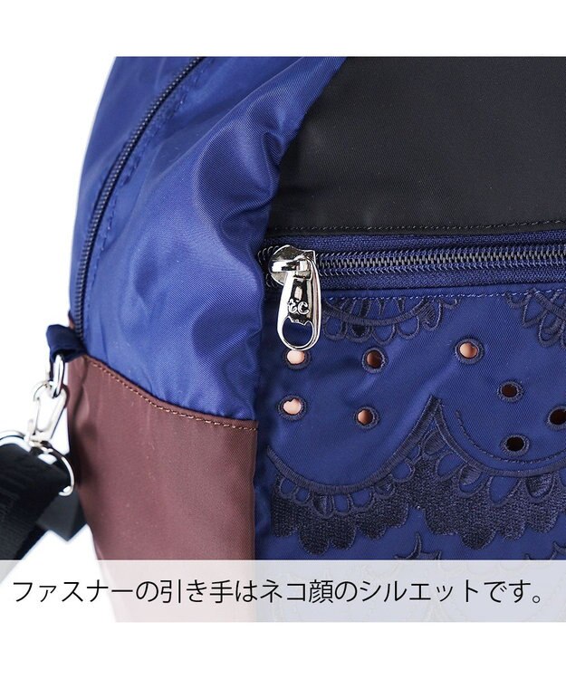 tsumori chisato CARRY スカラップレース ボストンバッグ ショルダーテープ付き 【かわいくて軽い！】 ネイビー