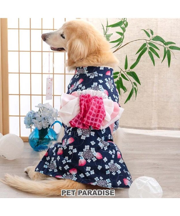 PET PARADISE ペットパラダイス 浴衣 《紫陽花》 中型犬 大型犬 ネイビー×ピンク