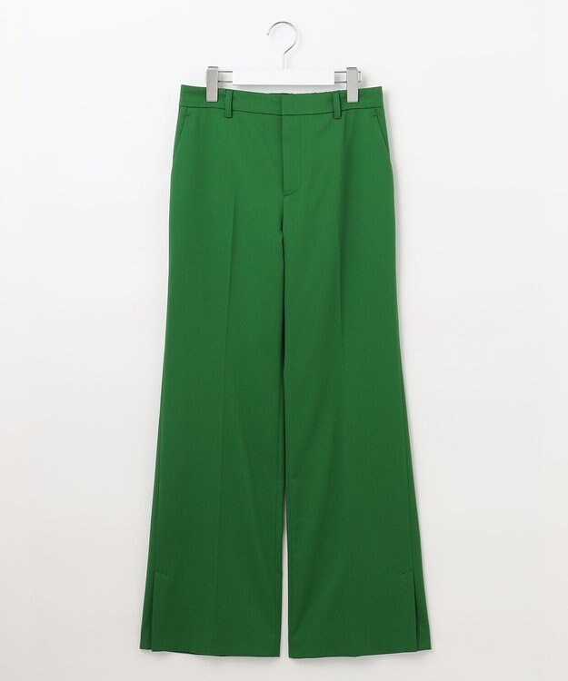 自由区 【洗える】T/R/Wストレッチストレート パンツ グリーン系