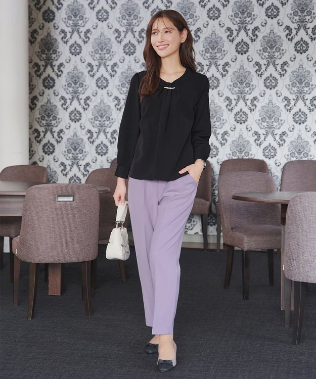 Tiaclasse L 【おのののかさん着用】とろみカラーテーパードパンツ ラベンダー