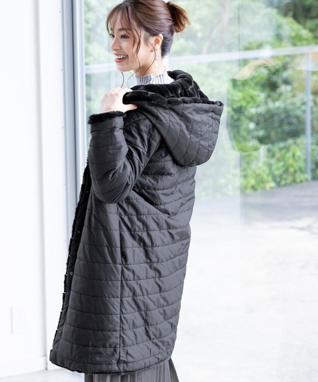 Tiaclasse 【2WAY】エコファーキルティングリバーシブルコート ブラック