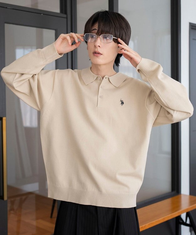 WEGO 【25年秋冬新作/ユニセックス着用ITEM/MLサイズ展開】別注USPOLOニットポロ ホワイトアイボリー