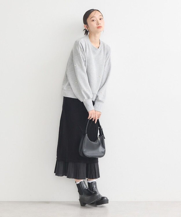 earth music&ecology ベロアプリーツスカート Black