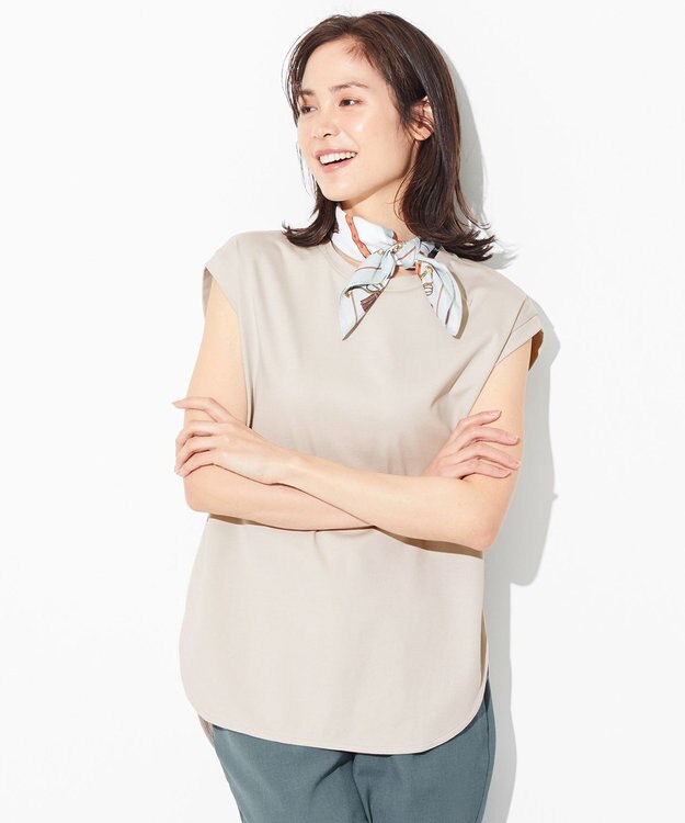 ANY 【抗菌・防臭】プレミアムベーシックノースリーブ Tシャツ グレージュ