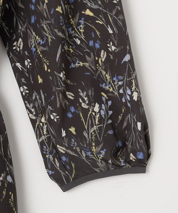 自由区 L 【洗える】ウォーターカラーフラワープリント ワンピース グレー系