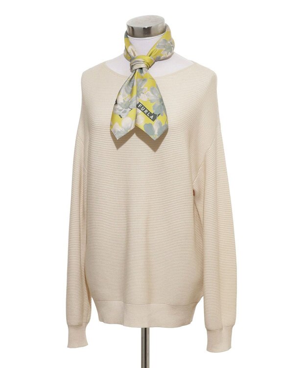 MOONBAT 【シルク100%】FURLA (フルラ) 花柄 シルクプリントスカーフ 65cm×65cm  UV対策 手洗い可能 カーキー