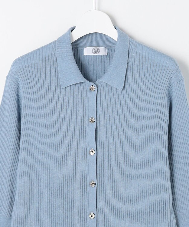 J.PRESS LADIES S LINEN COTTON ポロ ニット サックスブルー系