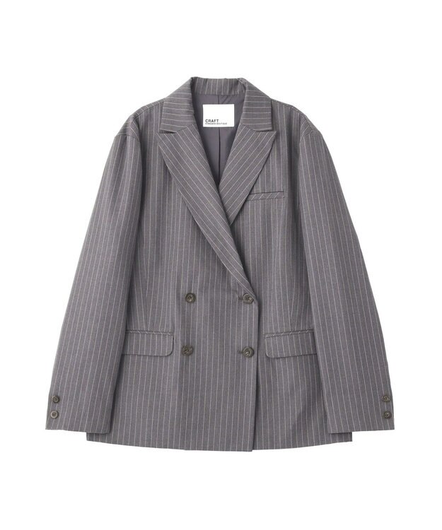 CRAFT STANDARD BOUTIQUE ストライプダブルジャケット Stripe Gray
