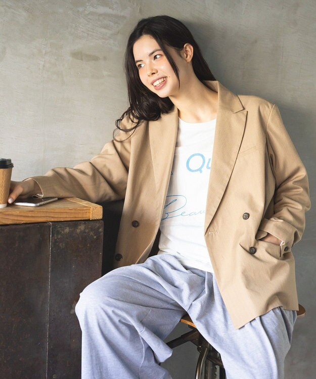 CRAFT STANDARD BOUTIQUE ストライプダブルジャケット Stripe Beige