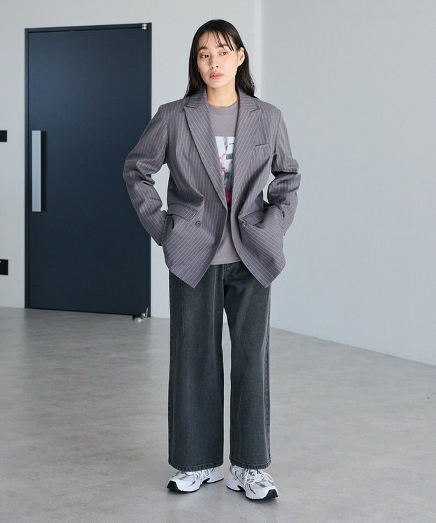 CRAFT STANDARD BOUTIQUE ストライプダブルジャケット Stripe Gray