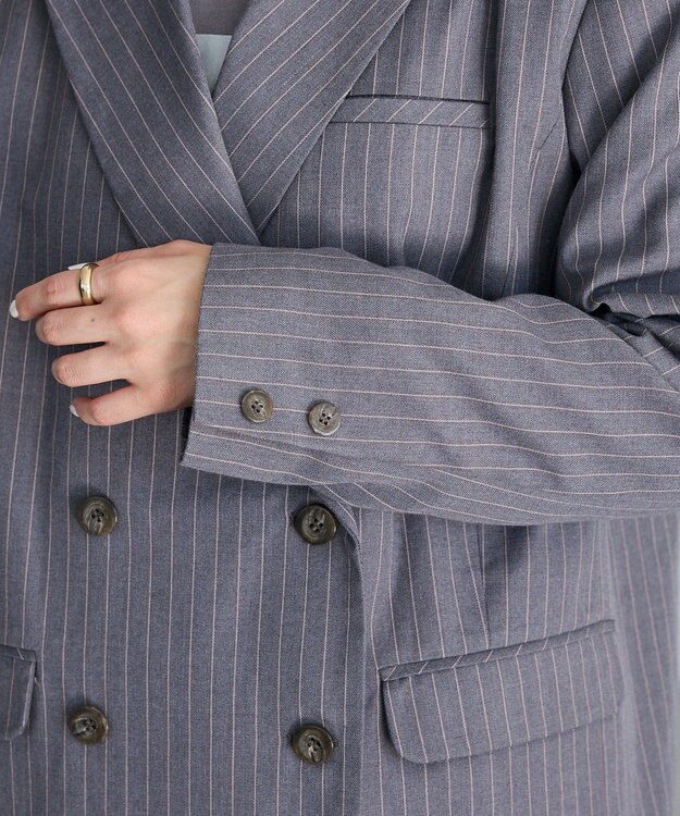 CRAFT STANDARD BOUTIQUE ストライプダブルジャケット Stripe Gray