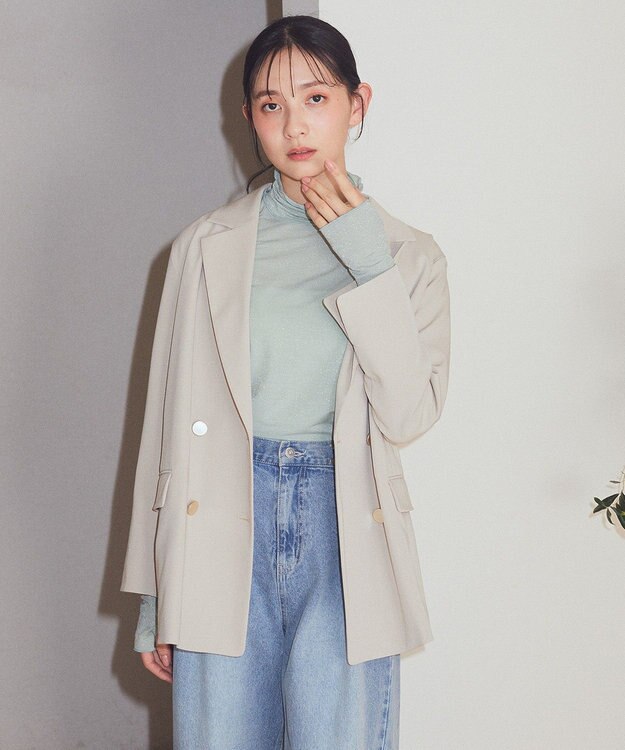 earth music&ecology シアーラメハイネックプルオーバー Mint