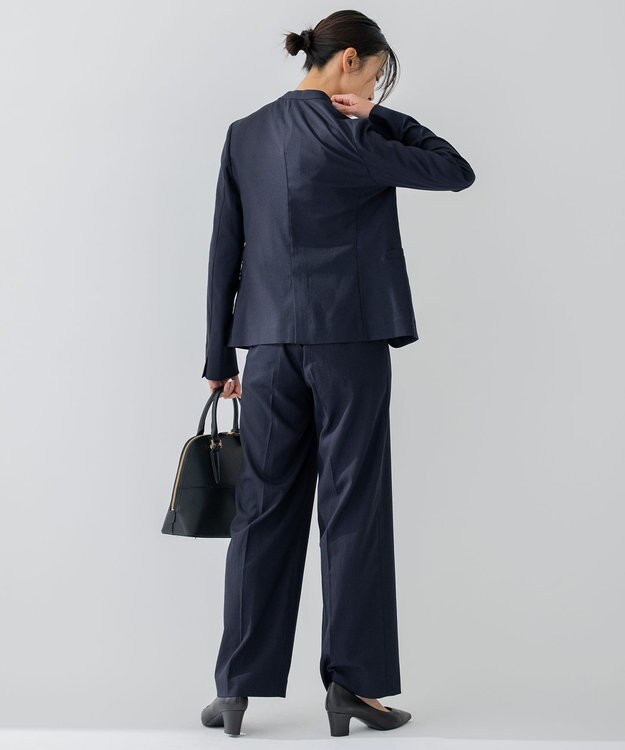 23区 【セットアップ対応/洗える】アイアスマットストレッチ セミワイド パンツ ネイビー系