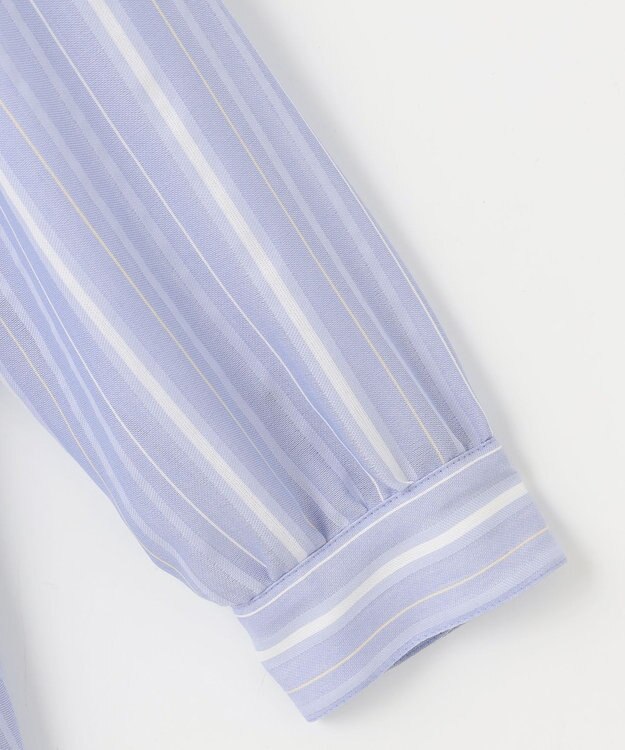 J.PRESS LADIES L 【洗える】SHEERストライプ ペプラム シャツ ブラウス サックスストライプ系