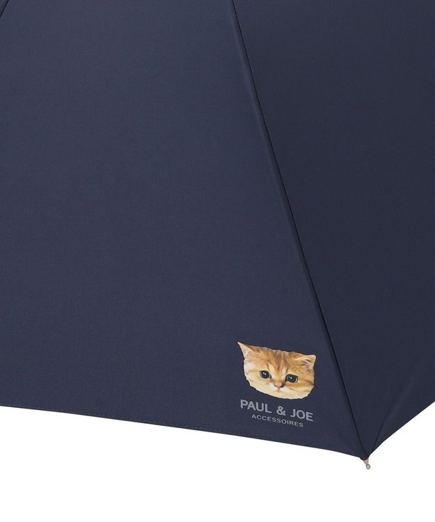 MOONBAT 【軽量】PAUL & JOE 晴雨兼用日傘 長傘 ワンポイントヌネット 一級遮光 遮熱 UV ネイビーブルー