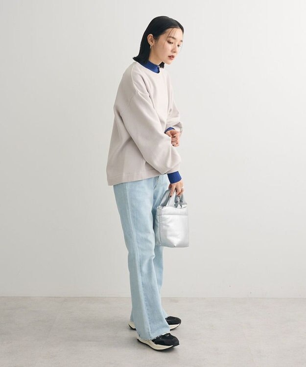 Green Parks 配色リブニットドッキング裏起毛プルオーバ Light Gray