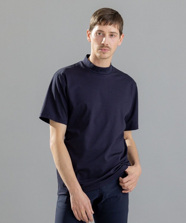 JOSEPH HOMME コンパクトストレッチジャージー　モックネックＴシャツ ネイビー系
