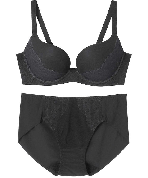 AMPHI ブラジャー ショーツセット モールドカップ 谷間をつくる 脇～背中の段差ができにくい 【ブラショーツセット】 ブラ ショーツ BCC301 アンフィ／ワコール ブラック