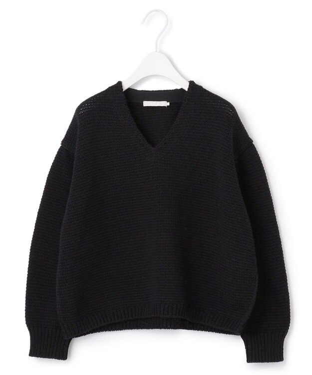 ICB 【洗える】リリヤーンバルキー Vネックニット ブラック系