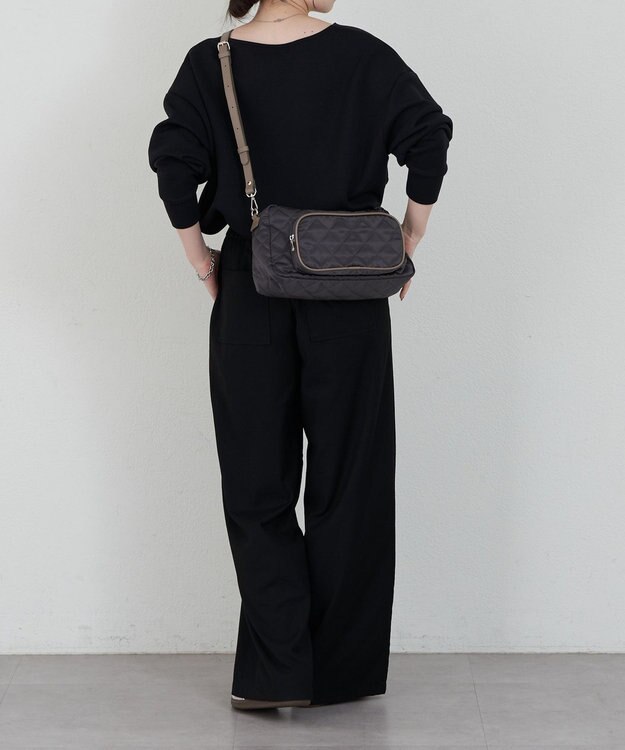 russet 【2025AW新作】キルティング横長2WAYショルダーバッグ(SF-258) Charcoal