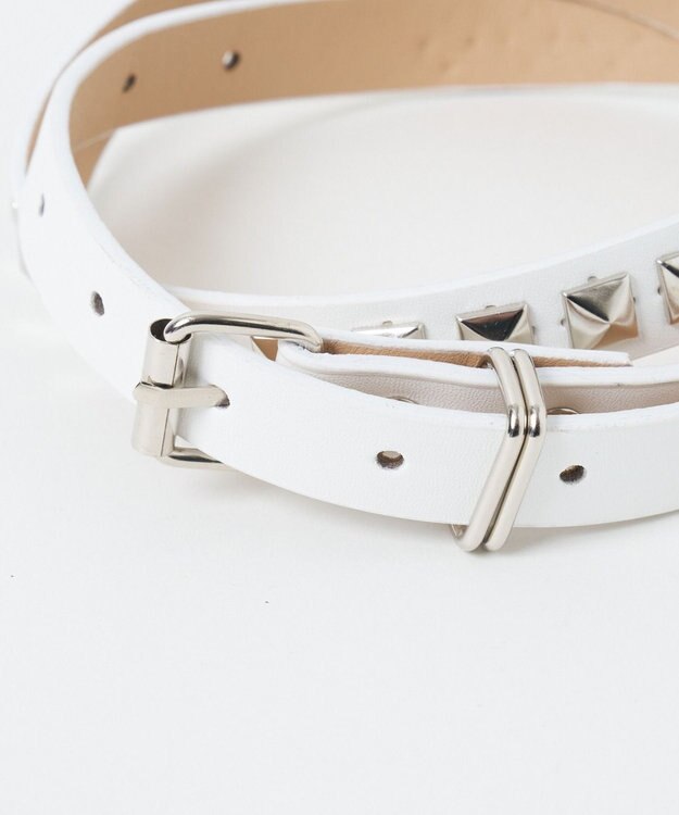 WEGO Lスクエアスタッズ細ベルト ホワイト