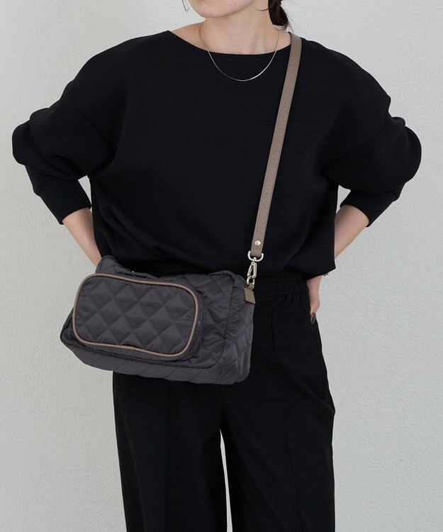 russet 【2025AW新作】キルティング横長2WAYショルダーバッグ(SF-258) Charcoal