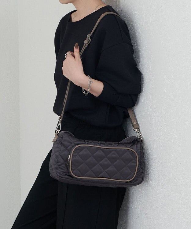 russet 【2025AW新作】キルティング横長2WAYショルダーバッグ(SF-258) Charcoal