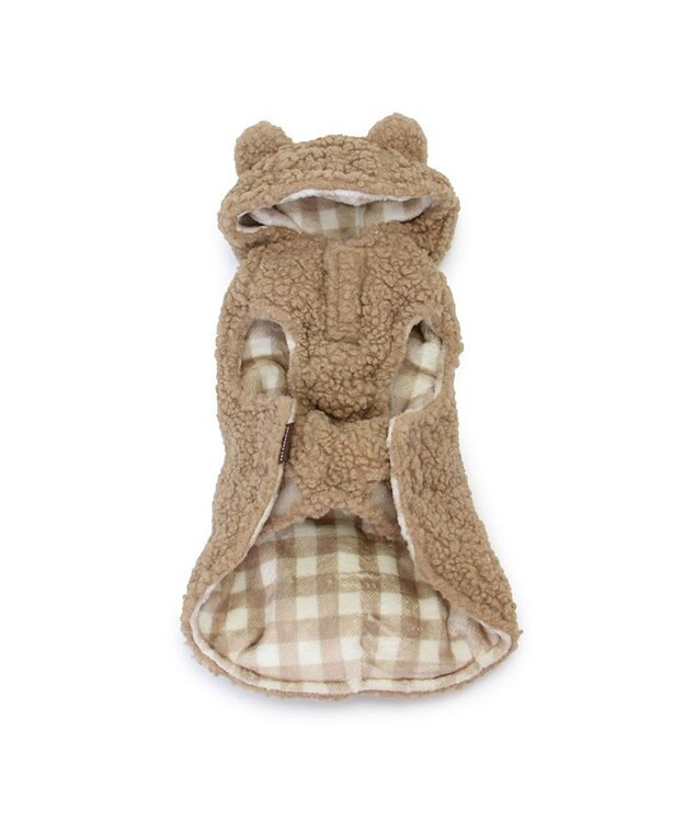 PET PARADISE ペットパラダイス くまちゃん 遠赤外線 綿入ベスト 《チェック柄》小型犬 茶