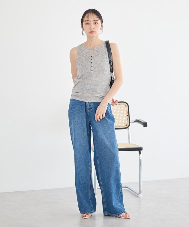 earth music&ecology ウエストアシメデニムパンツ Medium Indigo