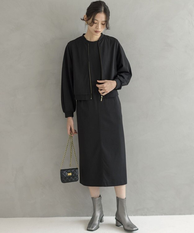 組曲 S ジョーゼットジャージーサック ワンピース ブラック系