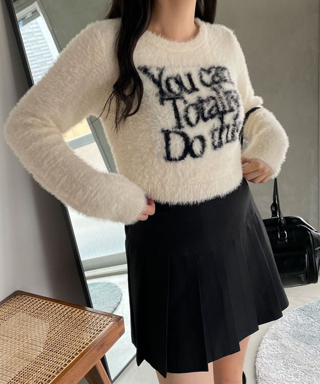 WEGO シャギーロゴコンパクトニット ホワイトアイボリー