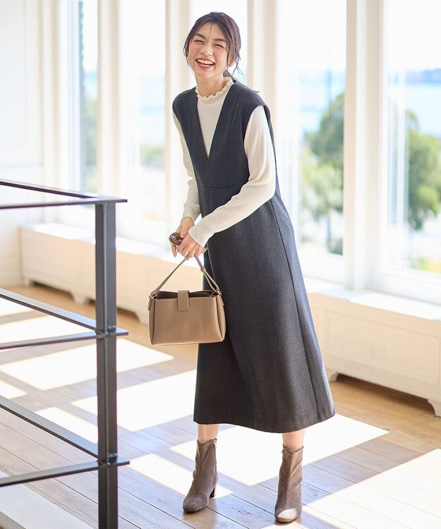 ANY 【洗濯機可】ライトツイードジャンスカ チャコール