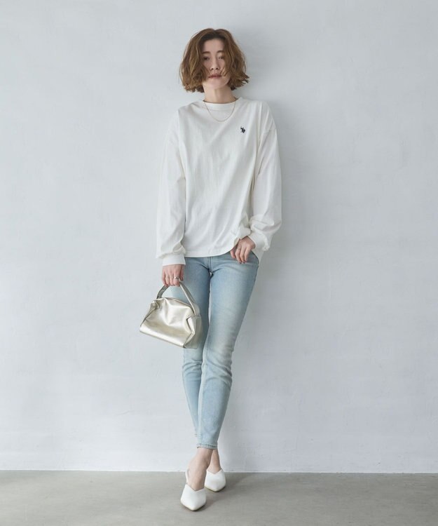 WEGO 【大好評により再入荷！】USPOLOだぼそでカラーロンT ホワイト