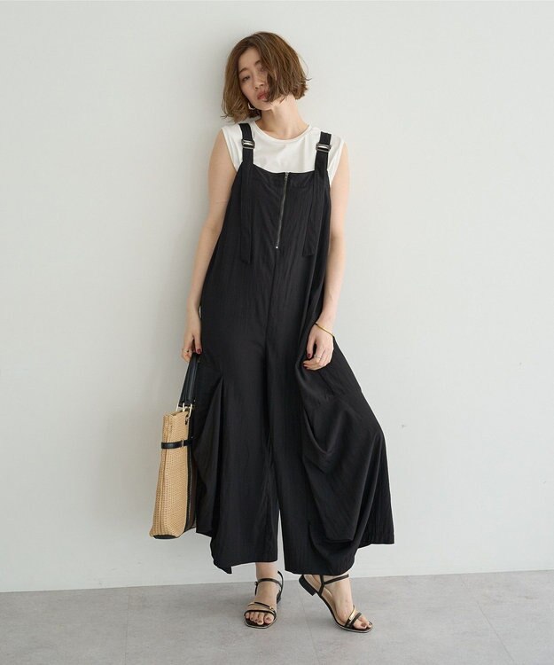 YECCA VECCA 【UVカット/接触冷感/遮熱】COOLコクーンサロペット Black