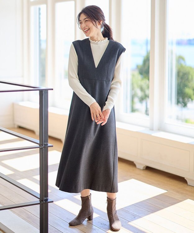 ANY 【洗濯機可】ライトツイードジャンスカ チャコール