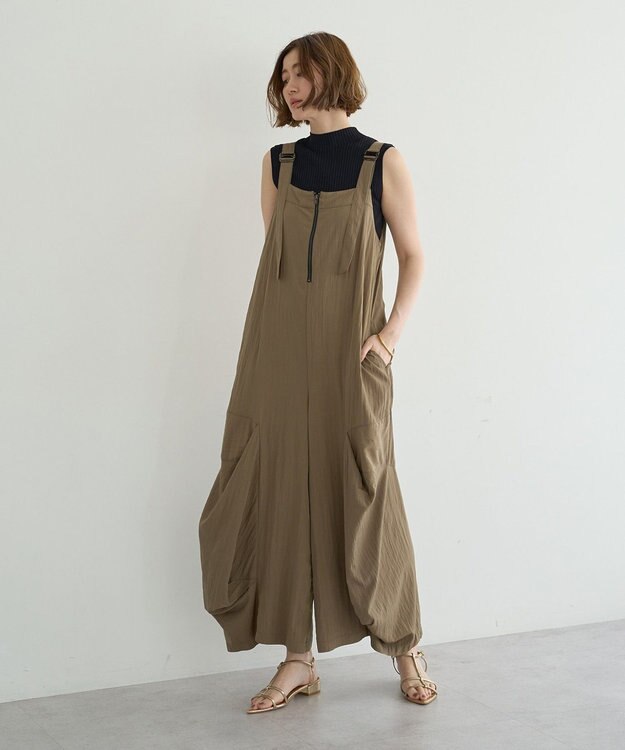 YECCA VECCA 【UVカット/接触冷感/遮熱】COOLコクーンサロペット Khaki