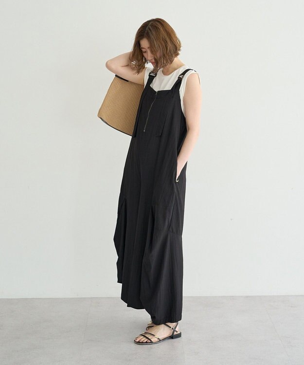 YECCA VECCA 【UVカット/接触冷感/遮熱】COOLコクーンサロペット Black