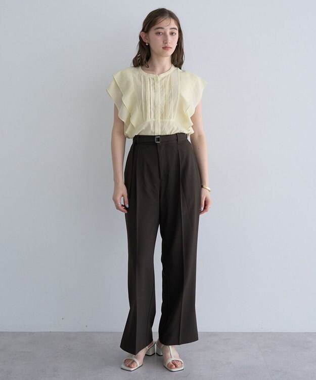 YECCA VECCA シアーラッフルブラウス Yellow