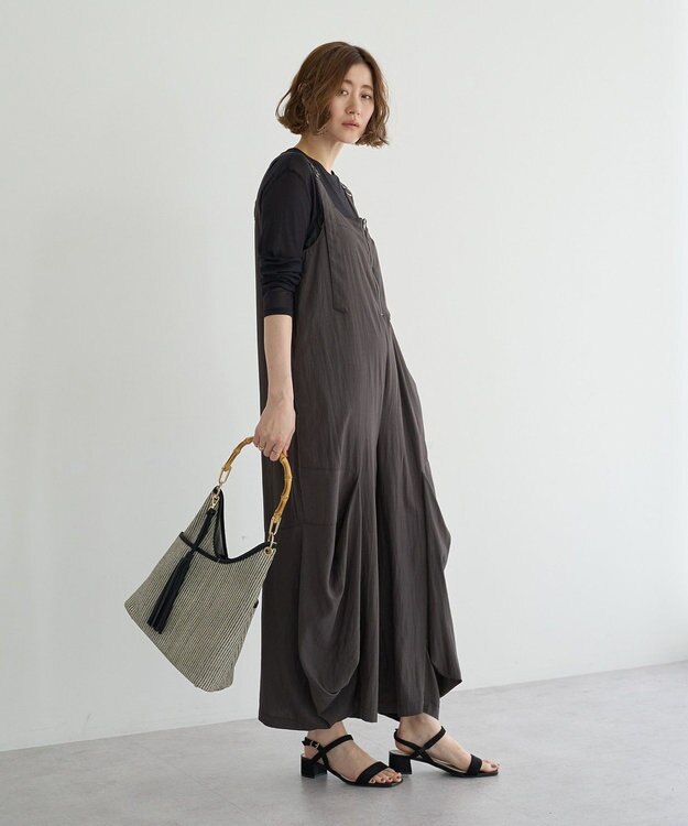 YECCA VECCA 【UVカット/接触冷感/遮熱】COOLコクーンサロペット Charcoal Gray