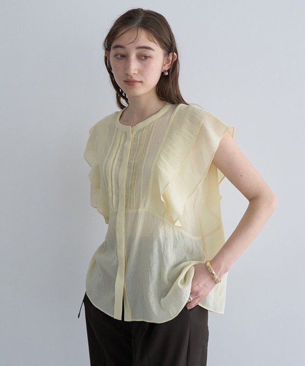 YECCA VECCA シアーラッフルブラウス Yellow