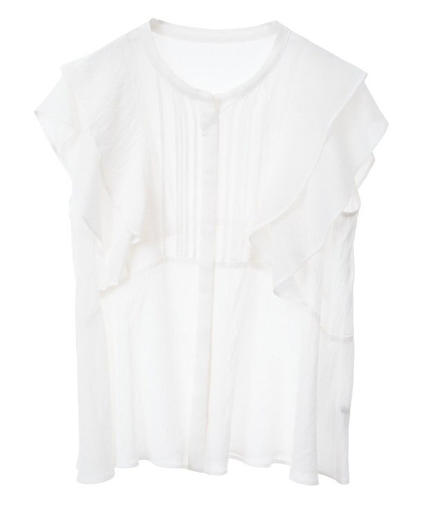 YECCA VECCA シアーラッフルブラウス Off White