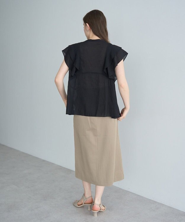 YECCA VECCA シアーラッフルブラウス Black