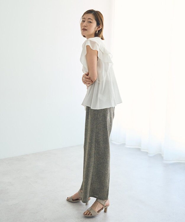 YECCA VECCA シアーラッフルブラウス Off White