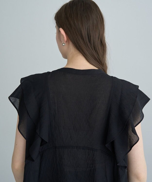 YECCA VECCA シアーラッフルブラウス Black