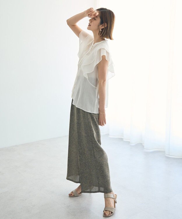 YECCA VECCA シアーラッフルブラウス Off White