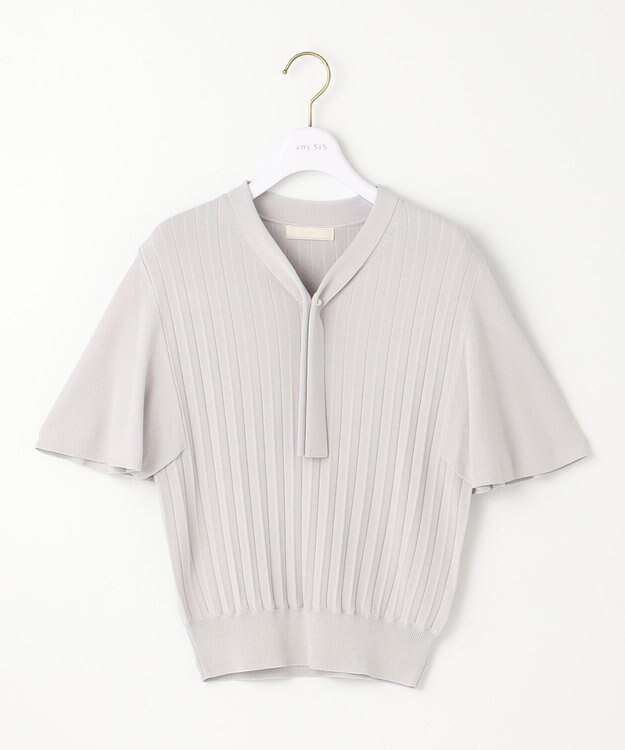 ANY SIS 【UVケア】ボウタイフレアスリーブ ニット ライトグレー